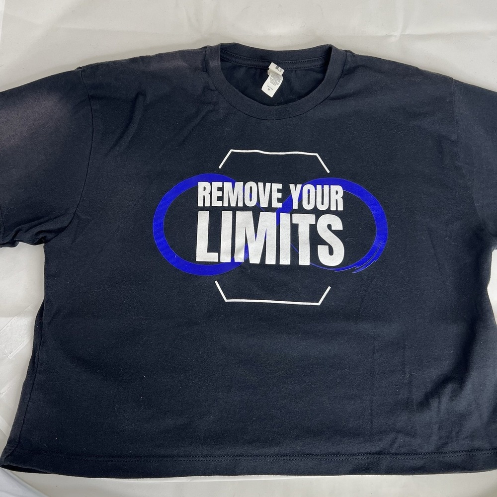 Women's Ideal Next Level Graphic T Cropped Medium Black Remove Your Limits Shirt